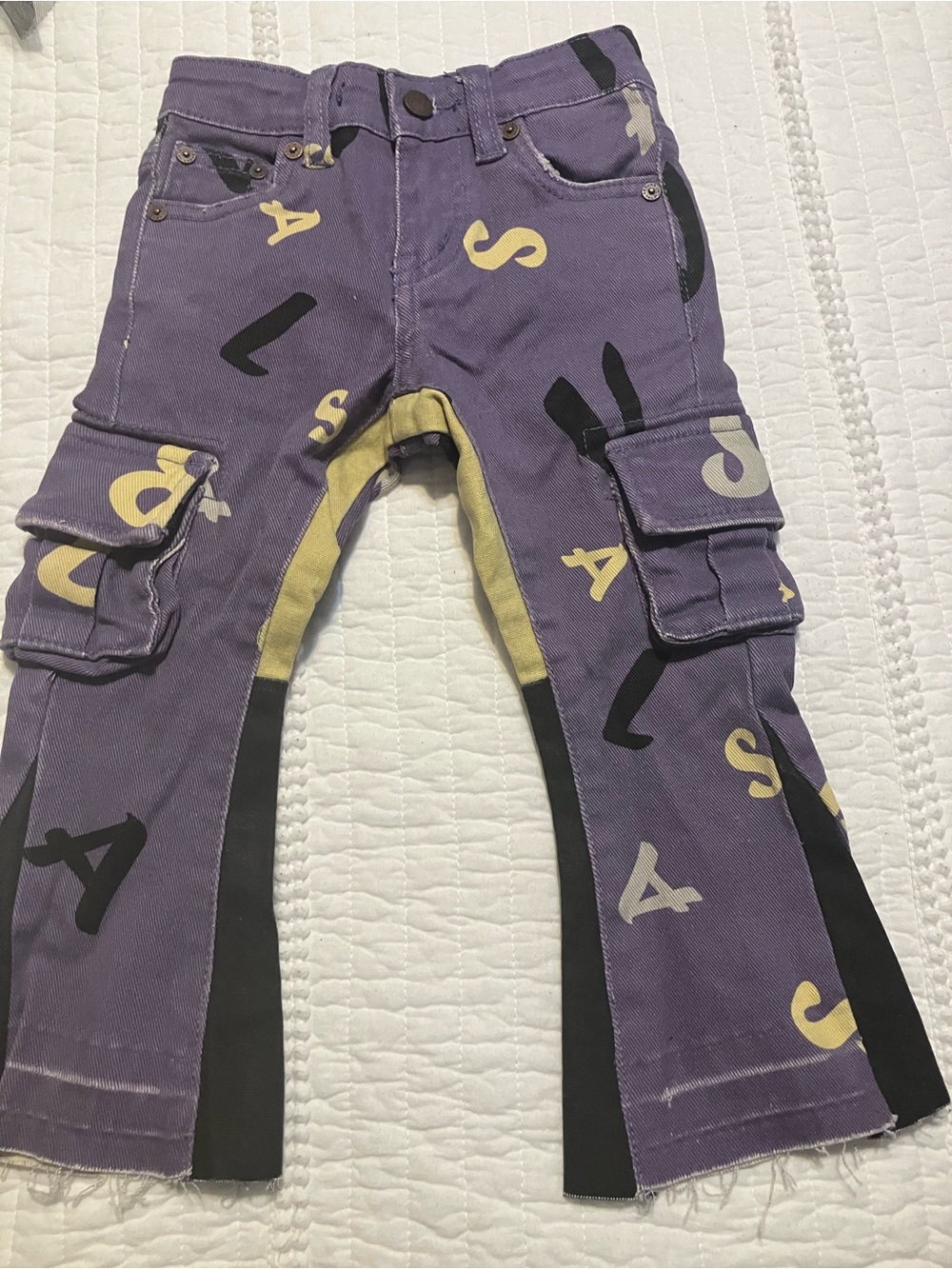 Kids Valabasas Purple Graphic Cargo Flare Pants